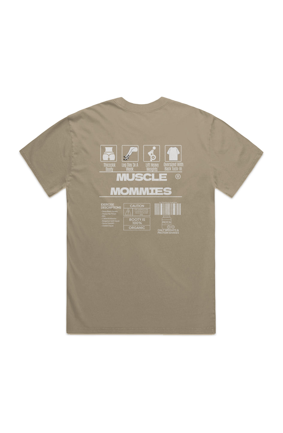 Muscle Mommies Barcode Khaki HEAVY FADED TEE