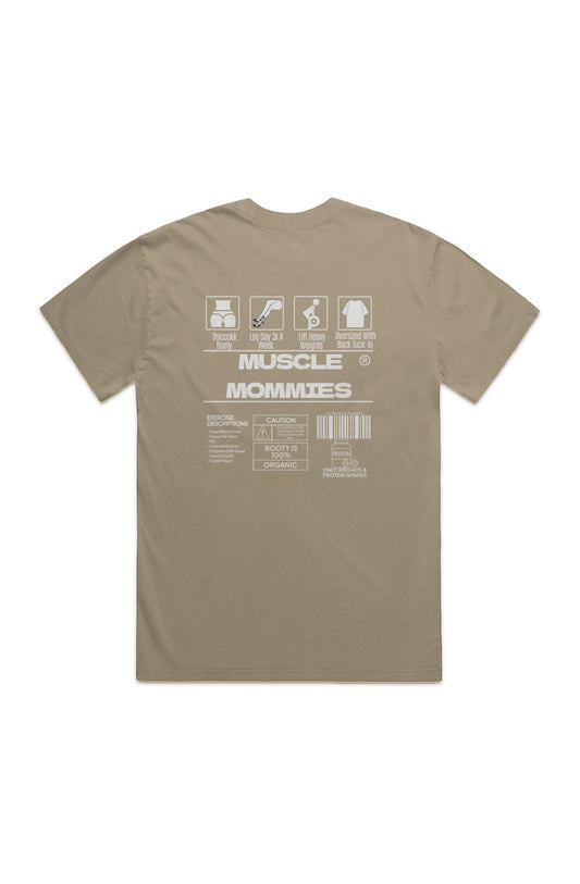 Muscle Mommies Barcode Khaki HEAVY FADED TEE