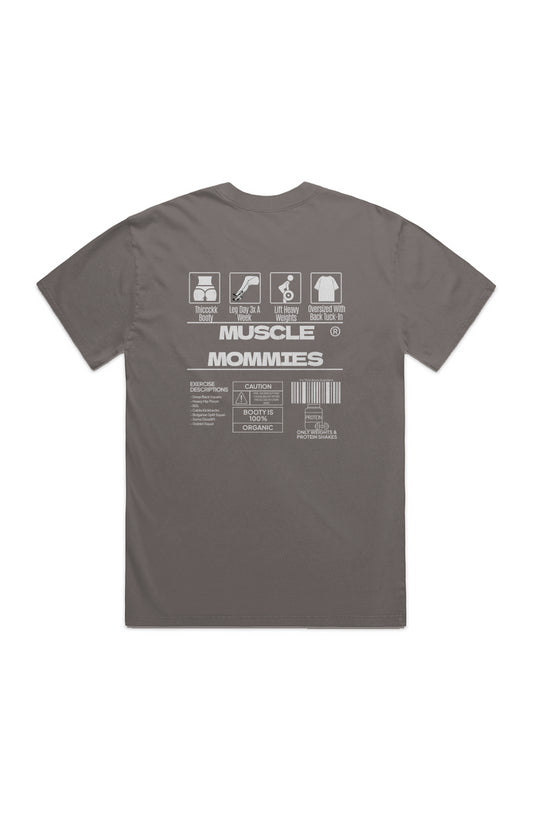 Muscle Mommies Barcode Grey HEAVY FADED TEE